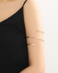 Gold Adjustable Arm Cuff Bracelet Set for Women