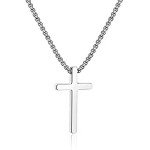 Men's Silver Cross Necklace - 20 Inch Chain