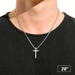Men's Silver Cross Necklace - 20 Inch Chain