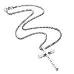 Men's Silver Cross Necklace - 20 Inch Chain