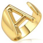 Gold Initial A Adjustable Ring for Women