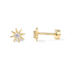 PAVOI 14K Gold Star Flat Back Earrings