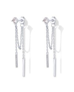 Rhodium-Plated Sterling Silver Dangle Chain Earrings