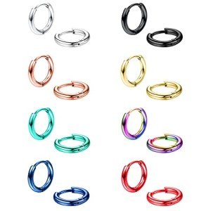Jstyle 8 Pairs Hypoallergenic Small Hoop Earrings