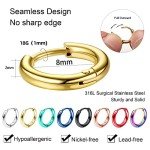 Jstyle 8 Pairs Hypoallergenic Small Hoop Earrings