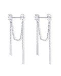 Rhodium-Plated Sterling Silver Dangle Chain Earrings