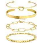Gold Bangle Cuff Bracelets Set for Women