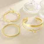 Gold Bangle Cuff Bracelets Set for Women