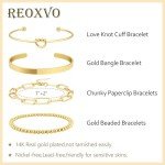 Gold Bangle Cuff Bracelets Set for Women