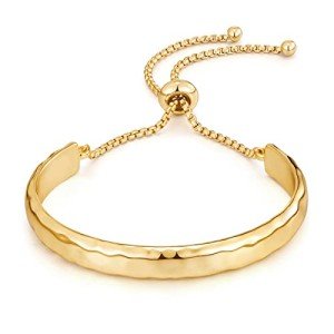 14K Gold Adjustable Bangle Bracelet for Women