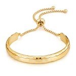 14K Gold Adjustable Bangle Bracelet for Women