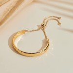 14K Gold Adjustable Bangle Bracelet for Women