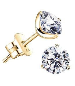 18K Gold Plated Simulated Diamond Stud Earrings