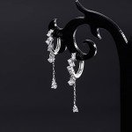 925 Sterling Silver CZ Teardrop Hoop Earrings