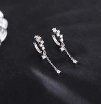 925 Sterling Silver CZ Teardrop Hoop Earrings