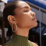 Large Silver Hoop Earrings for Women - 14K Plated