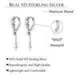 925 Sterling Silver CZ Teardrop Hoop Earrings