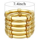 Gold Chunky Bracelets - 5PC Stackable Set