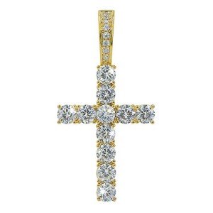 Gold Cross Necklace with Iced Out Cubic Zirconia