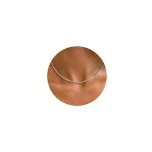 Dainty Silver Rhinestone Choker Necklace for Women