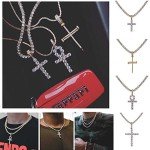 Gold Cross Necklace with Iced Out Cubic Zirconia