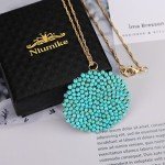 Niumike Handmade Turquoise Pendant Necklace for Women