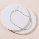 Dainty Silver Rhinestone Choker Necklace for Women