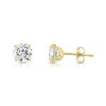 14k Yellow Gold Round CZ Stud Earrings