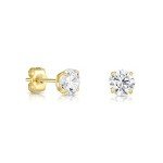 14k Yellow Gold Round CZ Stud Earrings