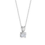 Platinum Plated CZ Solitaire Pendant Necklace, 18