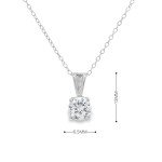 Platinum Plated CZ Solitaire Pendant Necklace, 18