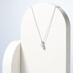 Platinum Plated CZ Solitaire Pendant Necklace, 18