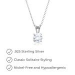 Platinum Plated CZ Solitaire Pendant Necklace, 18
