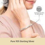 MAX + STONE Lightweight 925 Sterling Silver Bracelet for Women | 7 Inch Filigree Bracelet with Hinged Clasp | Anti-tarnishing Sterling Silver Bangle Bracelet for Women | Silver Bangles for Women