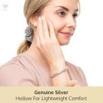 MAX + STONE Lightweight 925 Sterling Silver Bracelet for Women | 7 Inch Filigree Bracelet with Hinged Clasp | Anti-tarnishing Sterling Silver Bangle Bracelet for Women | Silver Bangles for Women