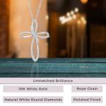 10K White Gold Natural White Diamond Cross Necklace