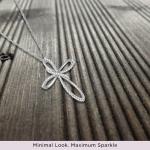 10K White Gold Natural White Diamond Cross Necklace