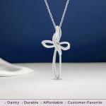 10K White Gold Natural White Diamond Cross Necklace