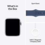 Apple Watch SE (2nd Gen) [GPS 40mm] Smartwatch: Silver Case, Storm Blue Band