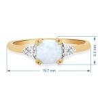 October Birthstone Ring: 10K Yellow Gold Opal Diamond