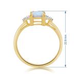 October Birthstone Ring: 10K Yellow Gold Opal Diamond