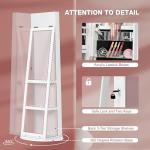 360° Swivel Mirror Jewelry Cabinet with Lights, White