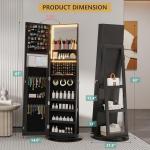 Swivel Jewelry Cabinet with Lights and Full-Length Mirror