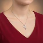 Double Heart Necklace Pendant with White Diamonds