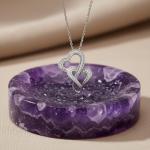 Double Heart Necklace Pendant with White Diamonds