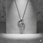 Double Heart Necklace Pendant with White Diamonds