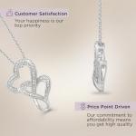 Double Heart Necklace Pendant with White Diamonds