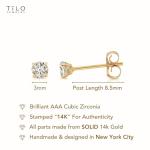 14k Yellow Gold Round CZ Stud Earrings (3mm)