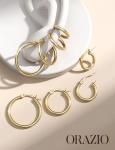 Gold-Tone Stainless Steel Huggie Hoop Earrings Set