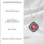 Sterling Silver Pendant Necklace with Ruby and Diamonds